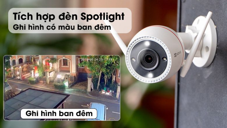camera wifi có màu ban đêm đi kèm chức năng báo động và còi hú